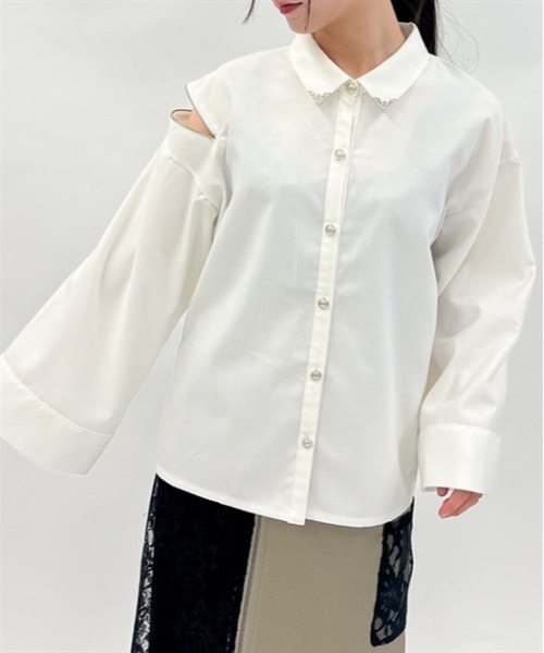 axes femme(アクシーズファム)の「ショルダージップビッグシャツ(シャツ/ブラウス・レディース・ワイン/ブラック/ホワイト・FREE)」の9枚目の写真