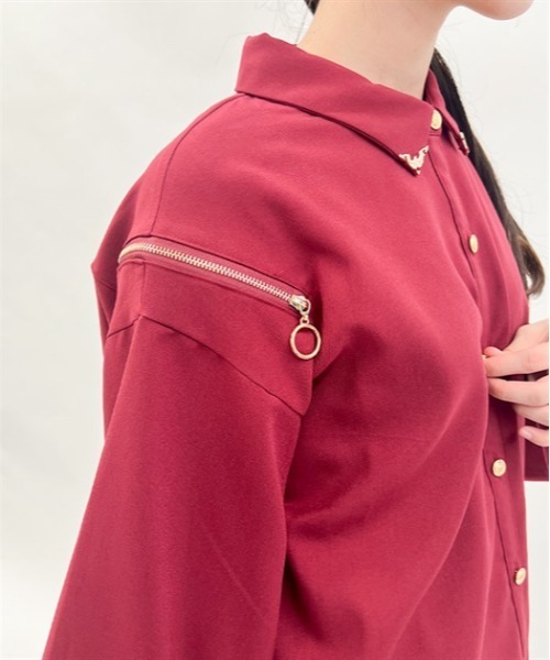 axes femme(アクシーズファム)の「ショルダージップビッグシャツ(シャツ/ブラウス・レディース・ワイン/ブラック/ホワイト・FREE)」の10枚目の写真