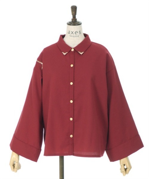 axes femme(アクシーズファム)の「ショルダージップビッグシャツ(シャツ/ブラウス・レディース・ワイン/ブラック/ホワイト・FREE)」の12枚目の写真