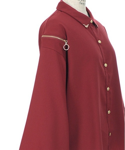 axes femme(アクシーズファム)の「ショルダージップビッグシャツ(シャツ/ブラウス・レディース・ワイン/ブラック/ホワイト・FREE)」の17枚目の写真