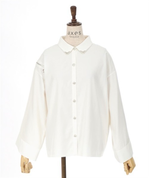 axes femme(アクシーズファム)の「ショルダージップビッグシャツ(シャツ/ブラウス・レディース・ワイン/ブラック/ホワイト・FREE)」の20枚目の写真