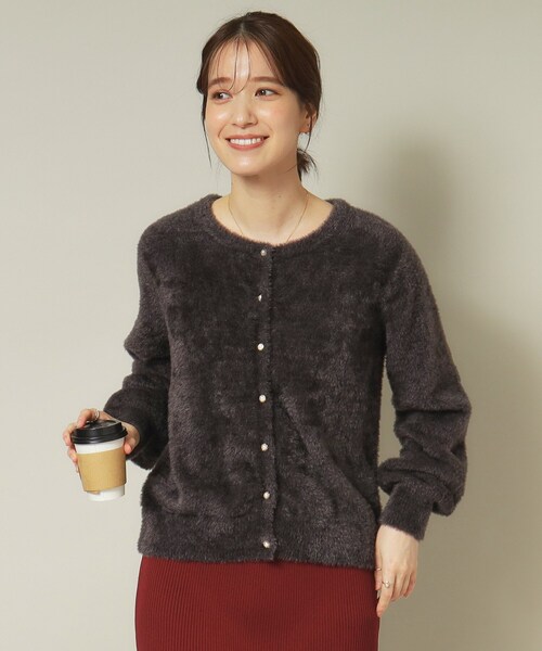 ITS'DEMO(イッツデモ)の「◆【手洗い可】フェザーヤーンクルーカーディガン(カーディガン/ボレロ・レディース・オフホワイト/チャコールグレー/ピンク/ベージュ・00)」の3枚目の写真