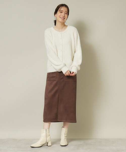 ITS'DEMO(イッツデモ)の「◆【手洗い可】フェザーヤーンクルーカーディガン(カーディガン/ボレロ・レディース・オフホワイト/チャコールグレー/ピンク/ベージュ・00)」の7枚目の写真