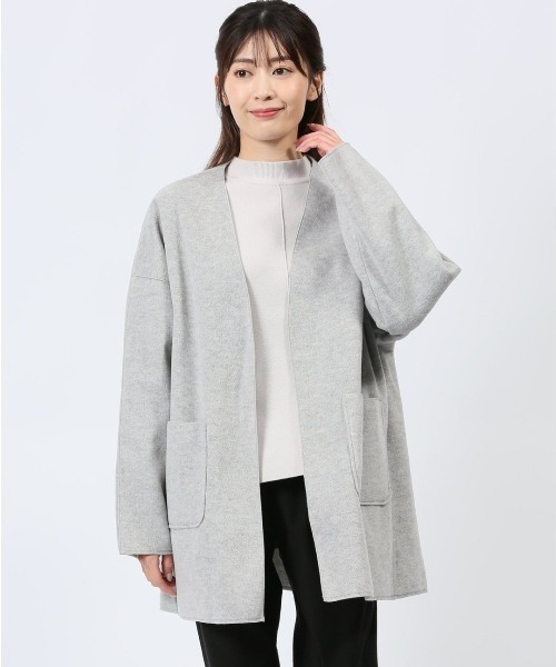 m.f.editorial（エムエフエディトリアル）の「【ゆったり ポケット付き】m.f.エディトリアル レディース 両面起毛 ニットコーディガン（カーディガン/ボレロ・レディース・ベージュ/グレー・LARGE/MEDIUM）」の2枚目の写真