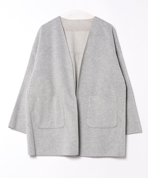 m.f.editorial（エムエフエディトリアル）の「【ゆったり ポケット付き】m.f.エディトリアル レディース 両面起毛 ニットコーディガン（カーディガン/ボレロ・レディース・ベージュ/グレー・LARGE/MEDIUM）」の5枚目の写真