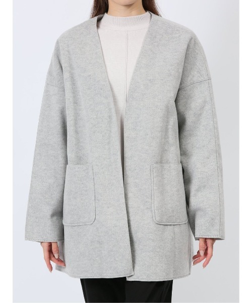 m.f.editorial（エムエフエディトリアル）の「【ゆったり ポケット付き】m.f.エディトリアル レディース 両面起毛 ニットコーディガン（カーディガン/ボレロ・レディース・ベージュ/グレー・LARGE/MEDIUM）」の9枚目の写真