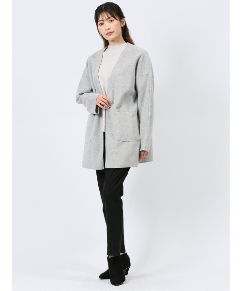 m.f.editorial（エムエフエディトリアル）の「【ゆったり ポケット付き】m.f.エディトリアル レディース 両面起毛 ニットコーディガン（カーディガン/ボレロ・レディース・ベージュ/グレー・LARGE/MEDIUM）」の16枚目の写真