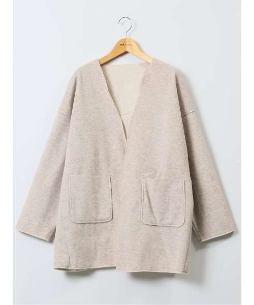 m.f.editorial（エムエフエディトリアル）の「【ゆったり ポケット付き】m.f.エディトリアル レディース 両面起毛 ニットコーディガン（カーディガン/ボレロ・レディース・ベージュ/グレー・LARGE/MEDIUM）」の18枚目の写真