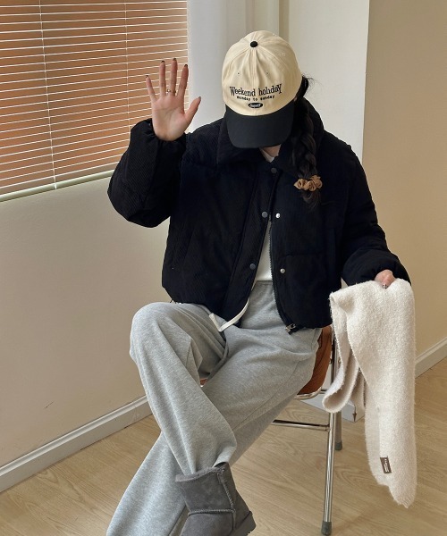 by muni:r（バイ ムニール）の「コーデュロイボタンダウンジャケット（ダウンジャケット/コート・レディース・ブラック/クリーム/ホワイト・FREE）」の13枚目の写真