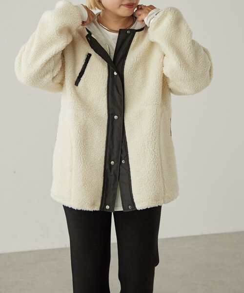 earthy（アーシー）の「ノーカラーボアブルゾン（ブルゾン）」 - WEAR