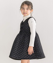 BeBe（ベベ）の「【お揃い】キルティングベロアスパンコールジャンパースカート(90~150cm)（ジャンパースカート・キッズ）」