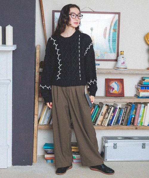 niko and...(ニコアンド)の「ケーブルステッチニットプルオーバー(ニット/セーター・レディース・ライトグリーン/アイボリー/ブラック/グレー・MEDIUM/LARGE)」の13枚目の写真