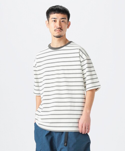 B:MING by BEAMS(ビーミングバイビームス)の「抗菌防臭 ボーダー クルーネック T シャツ(Tシャツ/カットソー・メンズ・ネイビー/チャコールグレー・S/M/L/XL)」の4枚目の写真
