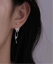 【OKUOKU　0909】ロング リボンモチーフ ピアス 両耳用　 oku-pierce-762792183836-7 Nn【RBTS】