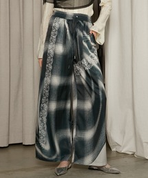 オンブレチェックレースプリントパンツ / Ombre Check Lace Print Pants