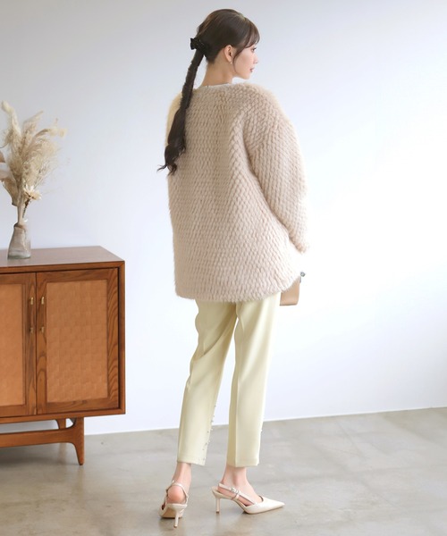 【新品未使用】メラキ＊ノーカラーペプラムコート ノーカラーペプラムコート（ノーカラーコート）｜MERAKI（メラキ
