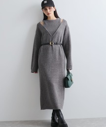 【WEB限定】アンサンブル風Vネックニットワンピース