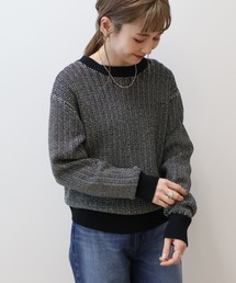 バイパチヘリンボン編みニットプルオーバー