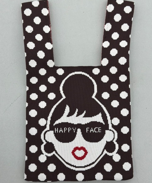 deux amour（ドゥーザムール）の「HAPPYFACE ドットバッグ（トートバッグ・レディース・ネイビー/ブラウン/レッド/ブラック・FREE）」の3枚目の写真
