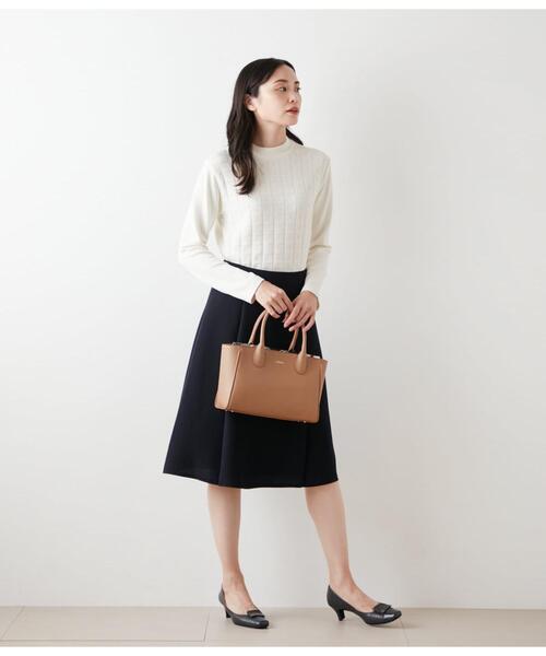 NEWYORKER(ニューヨーカー)の「【ウォッシャブル】ダブルフェイス タックフレアスカート(スカート・レディース・アイボリー/ネイビー・9号/11号)」の5枚目の写真
