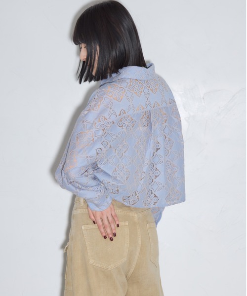 leimn(レイムン)の「クロップドレース刺繍シャツ(シャツ/ブラウス・レディース・ブルー/グレー/オフホワイト・M)」の18枚目の写真