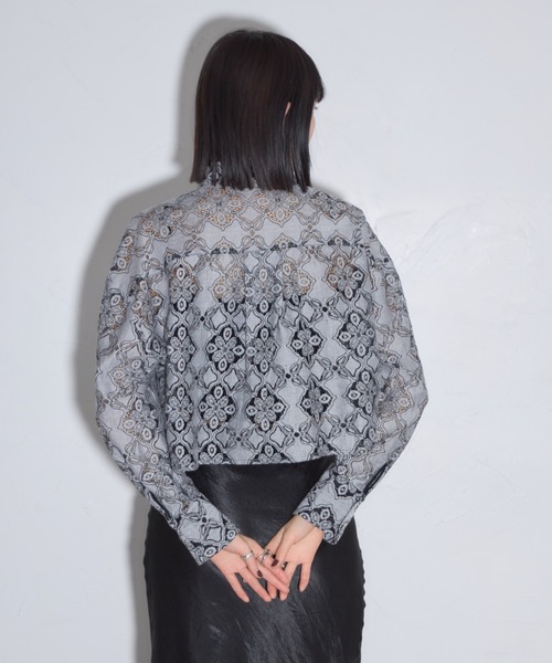 セール】クロップドレース刺繍シャツ（シャツ/ブラウス）｜leimn