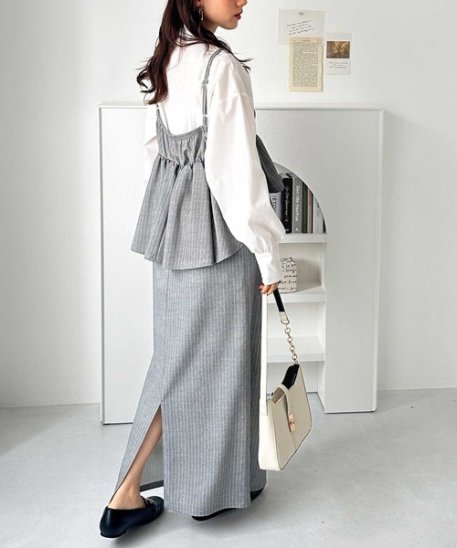 GeeRA(ジーラ)の「【新色追加/S-LL展開】楽ちん!細見えペプラムキャミワンピース(ワンピース・レディース・ブラック/グレー系その他/ベージュ/ブラック系その他/チャコール/ホワイト系その他/ブラック系その他2・LARGE/X-LARGE/MEDIUM/SMALL)」の11枚目の写真