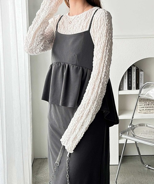 GeeRA(ジーラ)の「【新色追加/S-LL展開】楽ちん!細見えペプラムキャミワンピース(ワンピース・レディース・ブラック/グレー系その他/ベージュ/ブラック系その他/チャコール/ホワイト系その他/ブラック系その他2・LARGE/X-LARGE/MEDIUM/SMALL)」の21枚目の写真