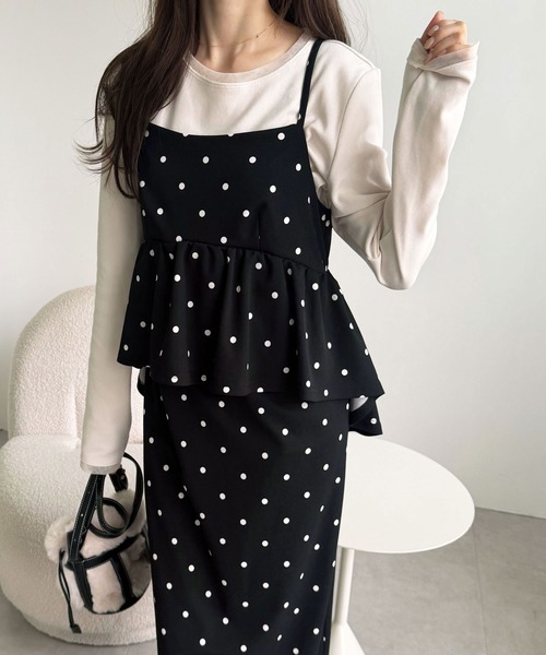 セール】【新色追加/S-LL展開】楽ちん！細見えペプラムキャミ