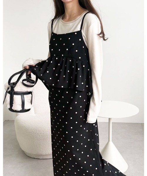 ♡新品未使用♡simonetta♡ワンピース　14A セール】【新色追加/S-LL展開】楽ちん！細見えペプラムキャミ