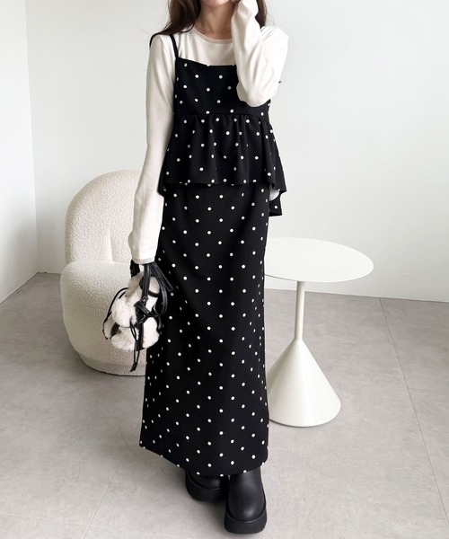 セール】【新色追加/S-LL展開】楽ちん！細見えペプラムキャミ