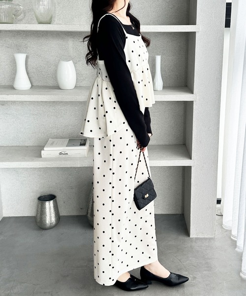 セール】【新色追加/S-LL展開】楽ちん！細見えペプラムキャミ