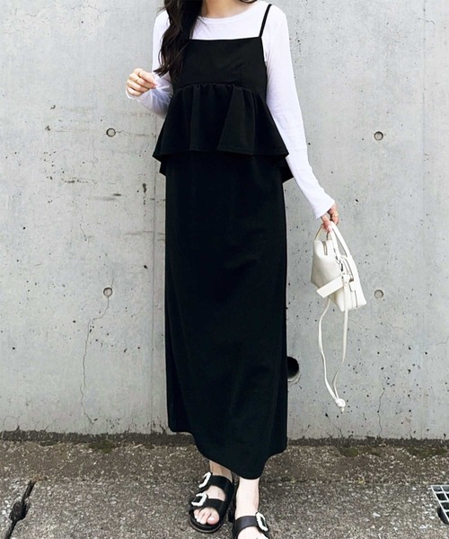 GeeRA(ジーラ)の「【新色追加/S-LL展開】楽ちん!細見えペプラムキャミワンピース(ワンピース・レディース・ブラック/グレー系その他/ベージュ/ブラック系その他/チャコール/ホワイト系その他/ブラック系その他2・LARGE/X-LARGE/MEDIUM/SMALL)」の12枚目の写真