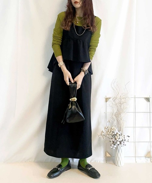 GeeRA(ジーラ)の「【新色追加/S-LL展開】楽ちん!細見えペプラムキャミワンピース(ワンピース・レディース・ブラック/グレー系その他/ベージュ/ブラック系その他/チャコール/ホワイト系その他/ブラック系その他2・LARGE/X-LARGE/MEDIUM/SMALL)」の14枚目の写真