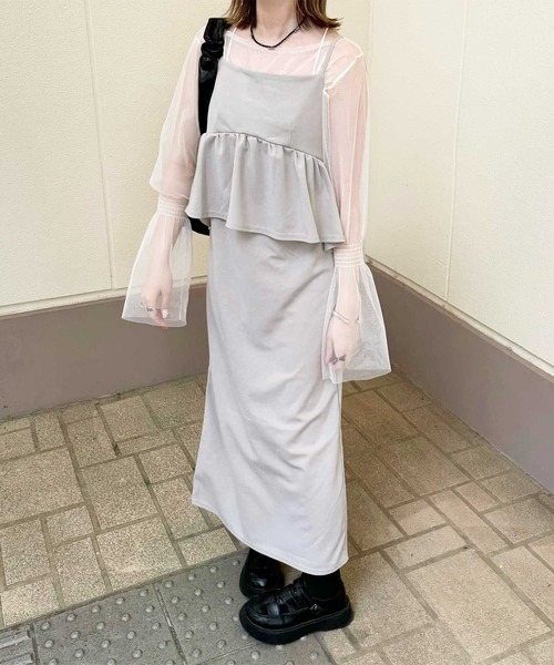 GeeRA(ジーラ)の「【新色追加/S-LL展開】楽ちん!細見えペプラムキャミワンピース(ワンピース・レディース・ブラック/グレー系その他/ベージュ/ブラック系その他/チャコール/ホワイト系その他/ブラック系その他2・LARGE/X-LARGE/MEDIUM/SMALL)」の16枚目の写真