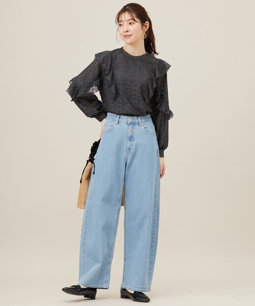 ANY SIS（エニィスィス）の「【美Denimシリーズ】セミカーブワイド デニム（デニムパンツ・レディース・ダルブルー系/ホワイト系/スカイブルー系・3/2/1）」の21枚目の写真