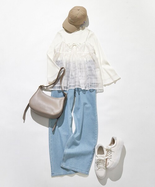 ANY SIS（エニィスィス）の「【美Denimシリーズ】セミカーブワイド デニム（デニムパンツ・レディース・ダルブルー系/ホワイト系/スカイブルー系・3/2/1）」の8枚目の写真