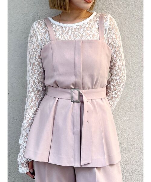 MURUA（ムルーア）の「【セットアップ対応】フライフロントペプラムビスチェ（ベスト・レディース・モカ/ライトグレー/ピンク/グレー/ブラック・FREE）」の5枚目の写真