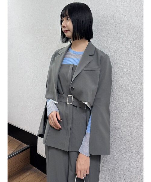 MURUA（ムルーア）の「【セットアップ対応】フライフロントペプラムビスチェ（ベスト・レディース・モカ/ライトグレー/ピンク/グレー/ブラック・FREE）」の10枚目の写真