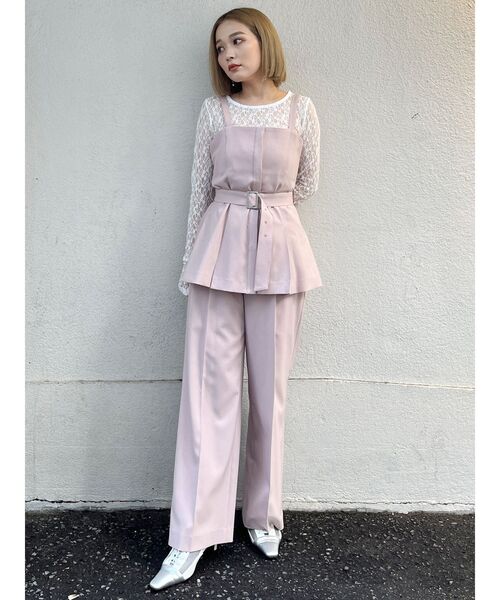 MURUA（ムルーア）の「【セットアップ対応】フライフロントペプラムビスチェ（ベスト・レディース・モカ/ライトグレー/ピンク/グレー/ブラック・FREE）」の7枚目の写真