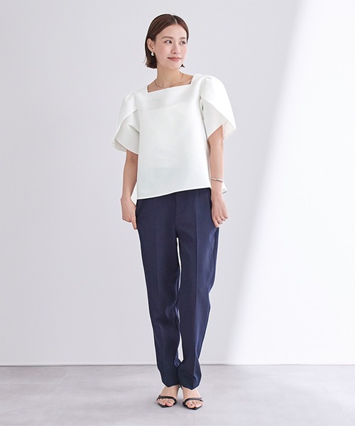 tシャツ square neck turip sleeve pull(スクエアネックチューリップスリーブプルオーバー) レディース セール】スクエアネックチューリップスリーブトップス（Tシャツ