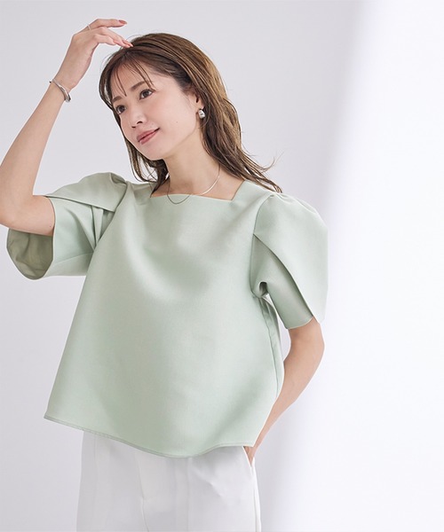 tシャツ square neck turip sleeve pull(スクエアネックチューリップスリーブプルオーバー) レディース セール】スクエアネックチューリップスリーブトップス（Tシャツ