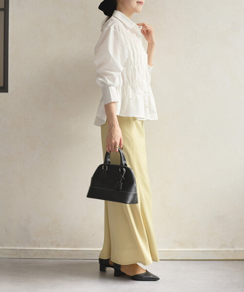 Thevon(ゼボン)の「ビスチェシャーリングシャツ(シャツ/ブラウス・レディース・サックスブルー/オフホワイト/グレー/レモンイエロー/ブラック・FREE)」の12枚目の写真