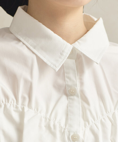 Thevon(ゼボン)の「ビスチェシャーリングシャツ(シャツ/ブラウス・レディース・サックスブルー/オフホワイト/グレー/レモンイエロー/ブラック・FREE)」の17枚目の写真