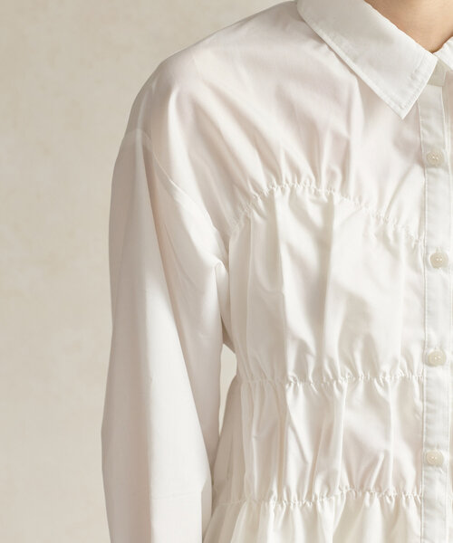 Thevon(ゼボン)の「ビスチェシャーリングシャツ(シャツ/ブラウス・レディース・サックスブルー/オフホワイト/グレー/レモンイエロー/ブラック・FREE)」の18枚目の写真