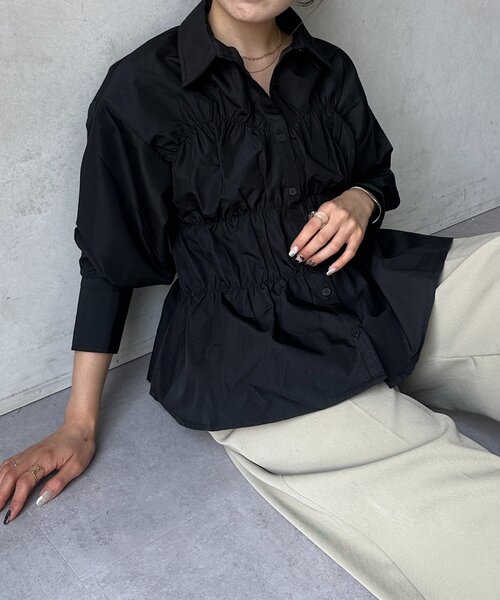 Thevon(ゼボン)の「ビスチェシャーリングシャツ(シャツ/ブラウス・レディース・サックスブルー/オフホワイト/グレー/レモンイエロー/ブラック・FREE)」の22枚目の写真