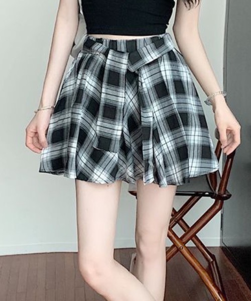 【新品・未使用・完売品❣️】JENNE ブラックウォッチ　フレアスカート　Ｌサイズ WEB限定00サイズ】ボリュームフレアスカート【ウォッシャブル