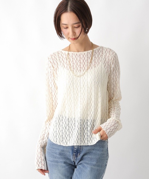 LEPSIM（レプシィム）の「2WAYレースプルオーバー　292558（Tシャツ/カットソー・レディース・ブラック/アイボリー・FREE）」の2枚目の写真