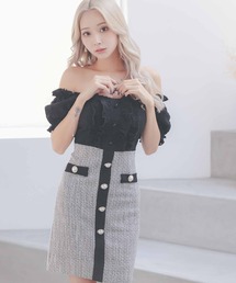韓国 オフショルダー」に該当するレディースのワンピース