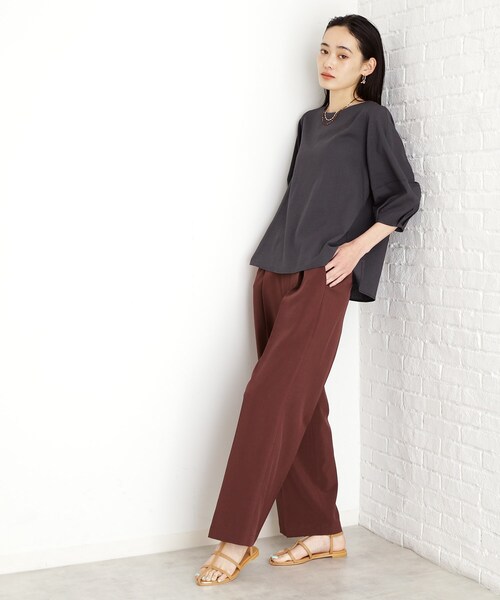 THE SHOP TK （ザ ショップ ティーケー ）の「【XS-XLサイズ】麻調ワイドパンツ/洗濯機OK/from the VOICE（その他パンツ・レディース・ベージュ/ダークブラウン/ブラック/アイボリー・11/12/13/14/10）」の17枚目の写真